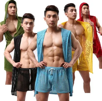 

sexy plus size lingerie mens bodysuit men underwear bathrobe sexy hollow out nylon fishnet mesh wrestling singlet nightsleep men