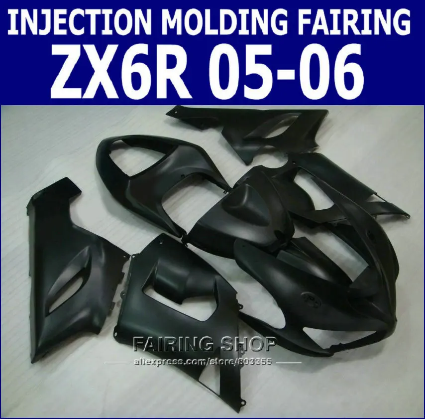 Лучший комплект обтекателей ZX6r 05 06 2005 2006 (черный) Обтекатели для Kawasaki Ninja + EMS