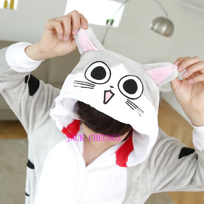 Кигуруми чи Кошка комбинезоны пижамы костюм животных пижамы унисекс мультфильм персонаж Пижама кухня кошка комбинезоны пижамы