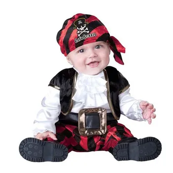 

The Hot Sell Baby Pirate Cosplay Costume Handsome Cool Jumpsuits Clothes For Halloween Costume For Kids