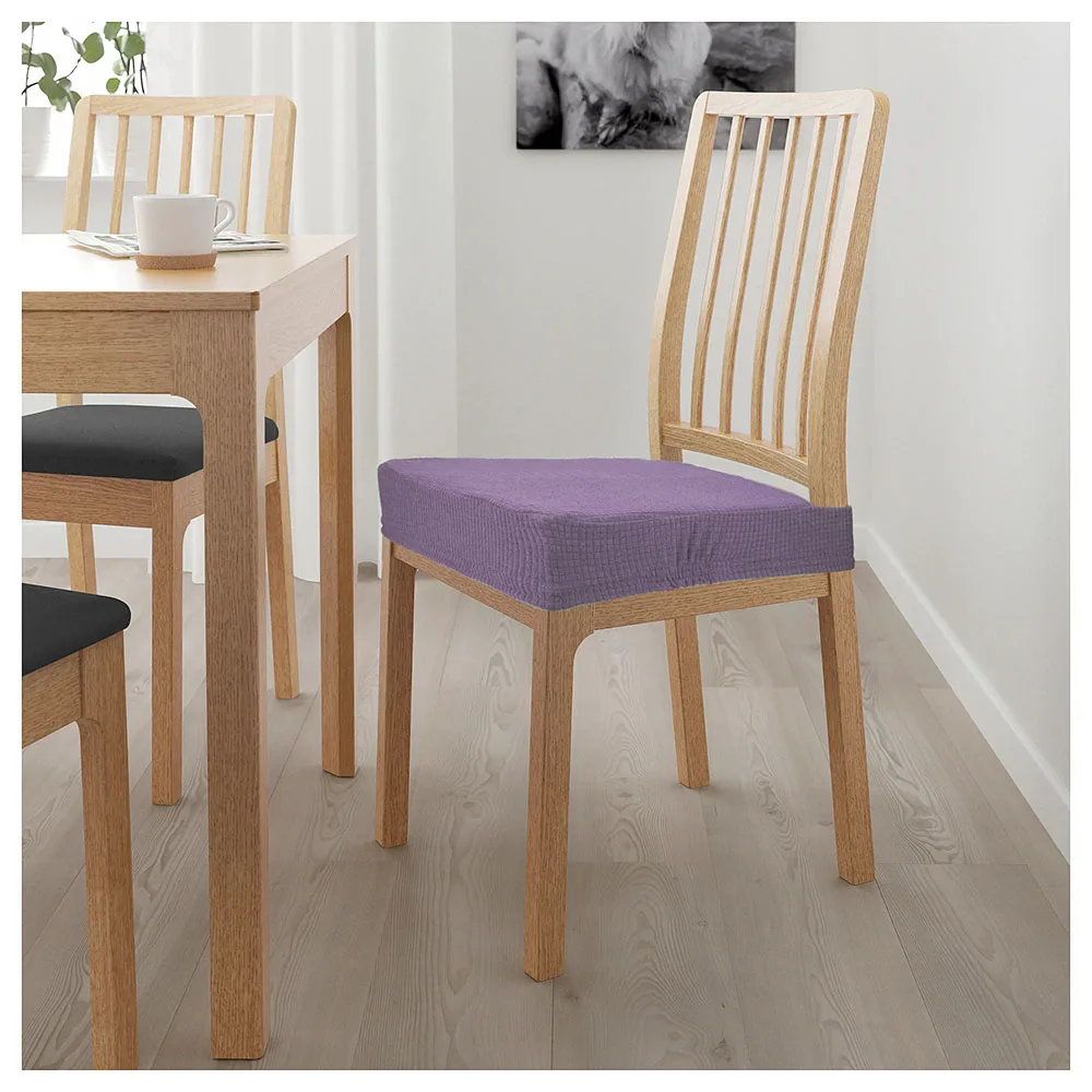 Современный простой стиль чехлы на стулья съемные водонепроницаемые стрейч Чехлы для кухни короткий чехол на стул красота домашний декор - Цвет: Фиолетовый