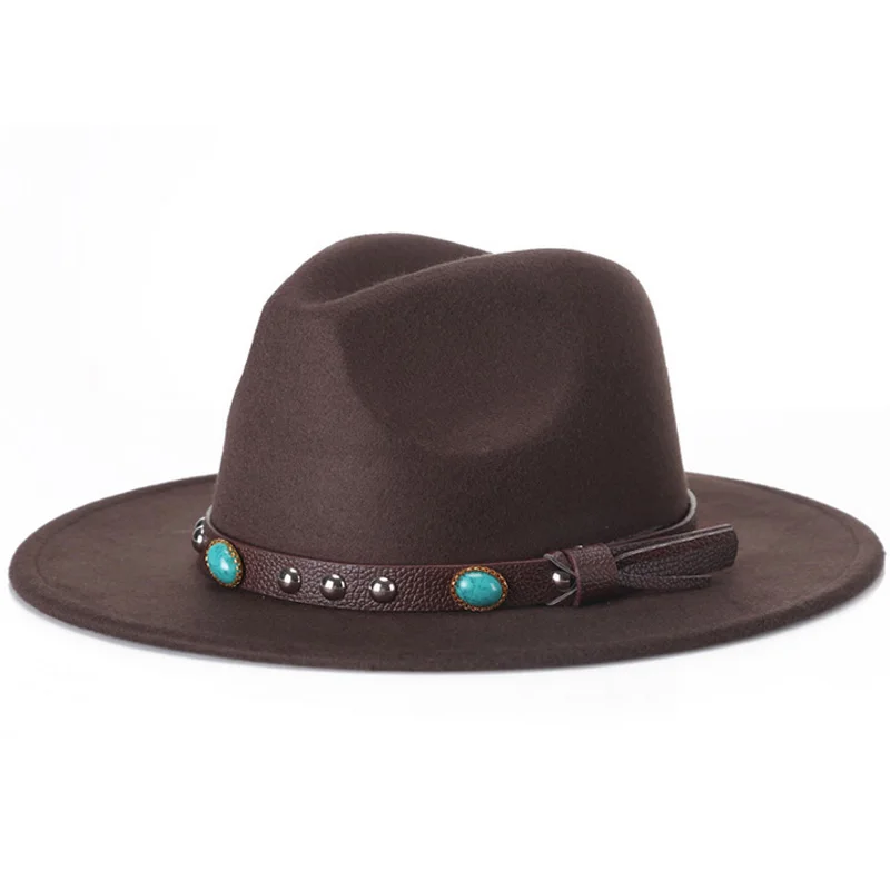 LL Womens Black Wool Wide Brim Bowler Trilby Fedora Hat with White Flower Plain Flat Lady Felt Hats Vintage