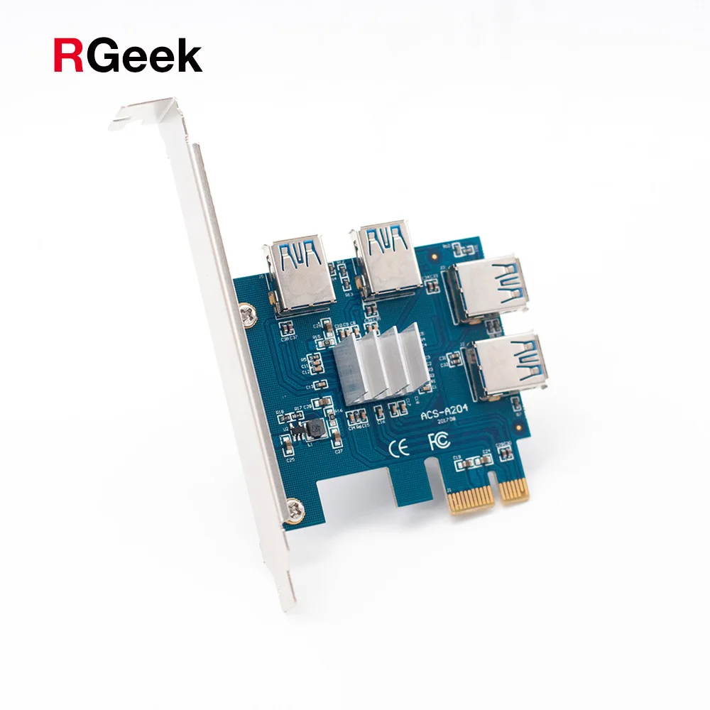 PCIe 1 To 4 PCI Express 16X Slots Riser Card PCI E 1X To External 4