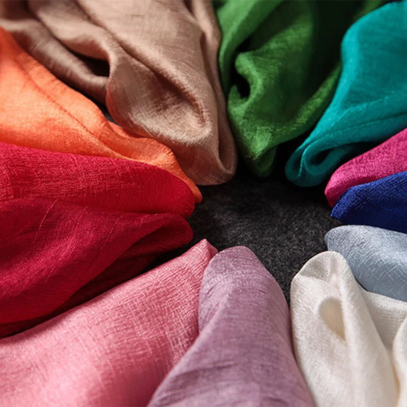 New 185*100cm Pearl Solid Linen Silk Scarf Shawl Autumn Winter Scarf Women...