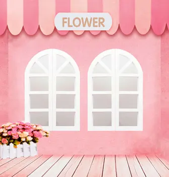 

FLOWER Theme Photo Photographic 5x5ft Pink House Wood Floor Studio Backgrounds fondali per fotografia