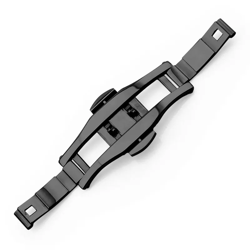 New Stainless Steel Belt Buckle Double Push Button Watchband Folding Butterfly Deployment Watch Bands Strap Clasp 4
