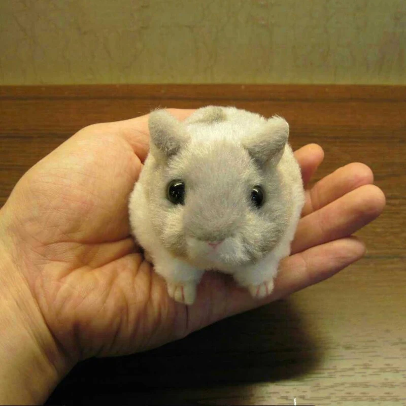 Simulation Plush Toy Cute Grey Hamster Stuffed Doll Electric Hamster Shaped 