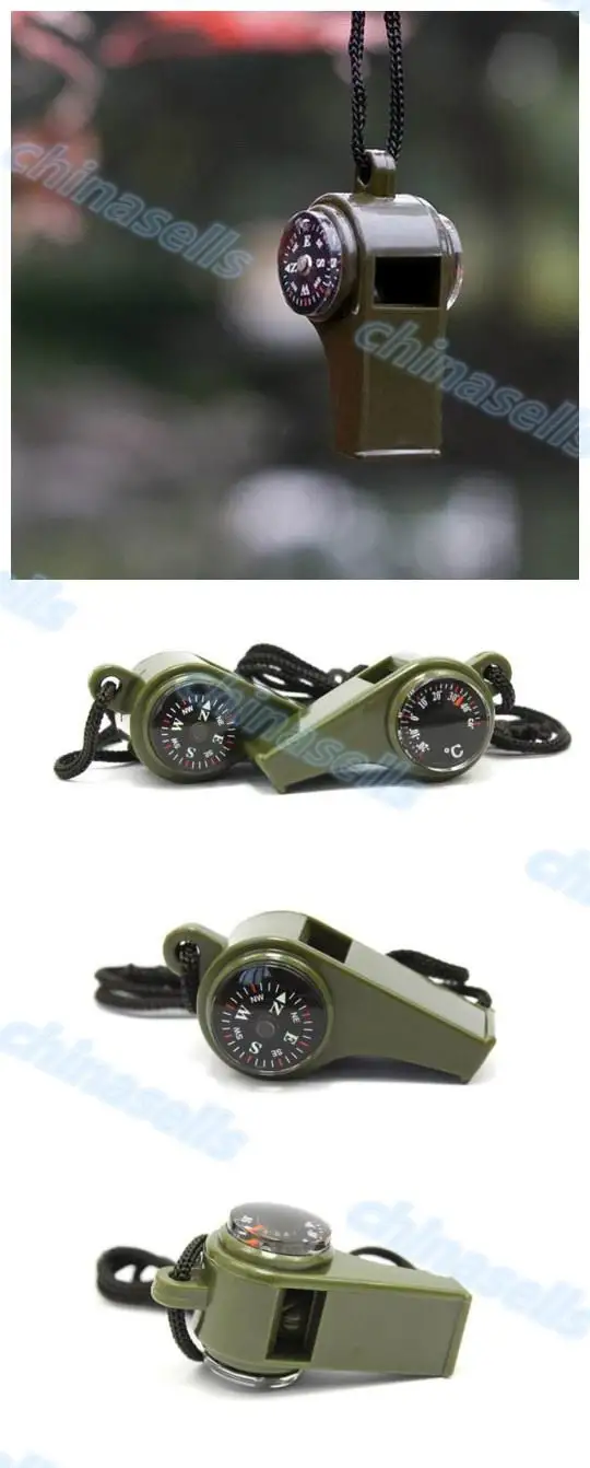 3 в 1 походный туристический снаряжение для экстренного выживания свисток с компасом и термометром на открытом воздухе нужен армейский зеленый цвет с веревкой