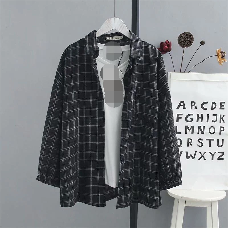 Cena Ponadgabarytowych Plus Size ścielenia Kołnierz Z Długim Rękawem Bawełna Lniane Bluzki Kobiet 2019 Plaid Koszula Jesień Panie Topy