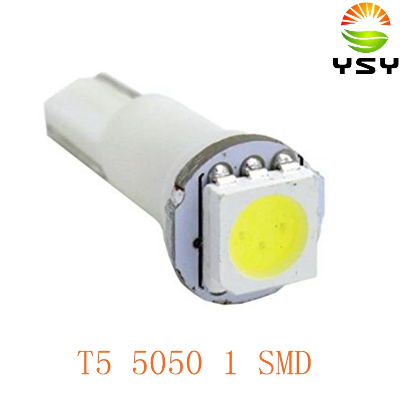 

100pcs T5 Wedge 5050 1-SMD Car Dashboard Voiture Interior Light Instrument led lamp auto bulb socket