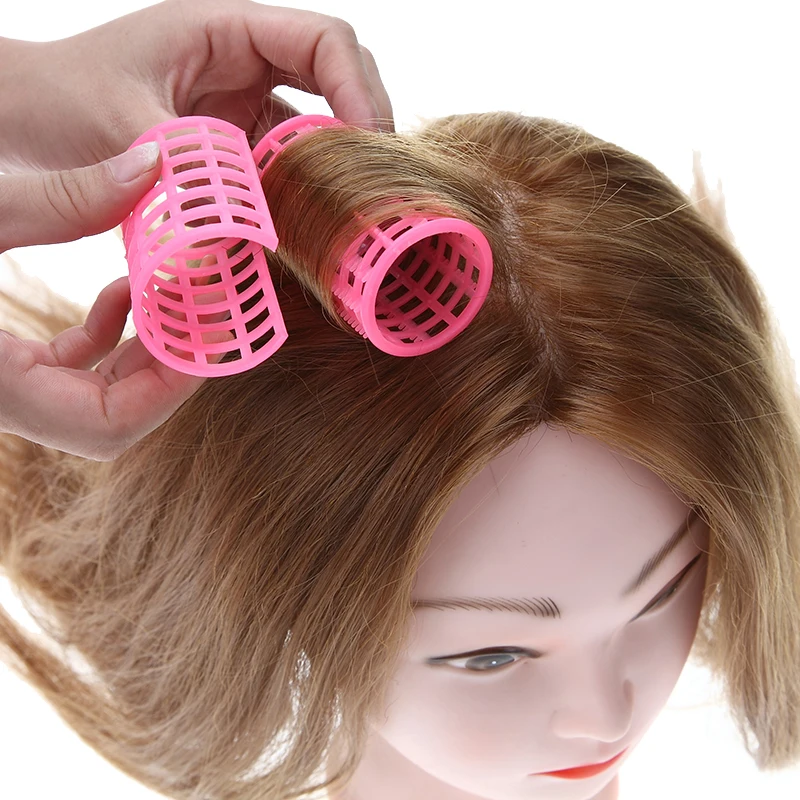 12 шт./компл. розовый Пластик DIY укладки волос роликовые бигуди клипы большая ручка Стайлинг ролика бигуди парикмахерские инструменты для укладки дома