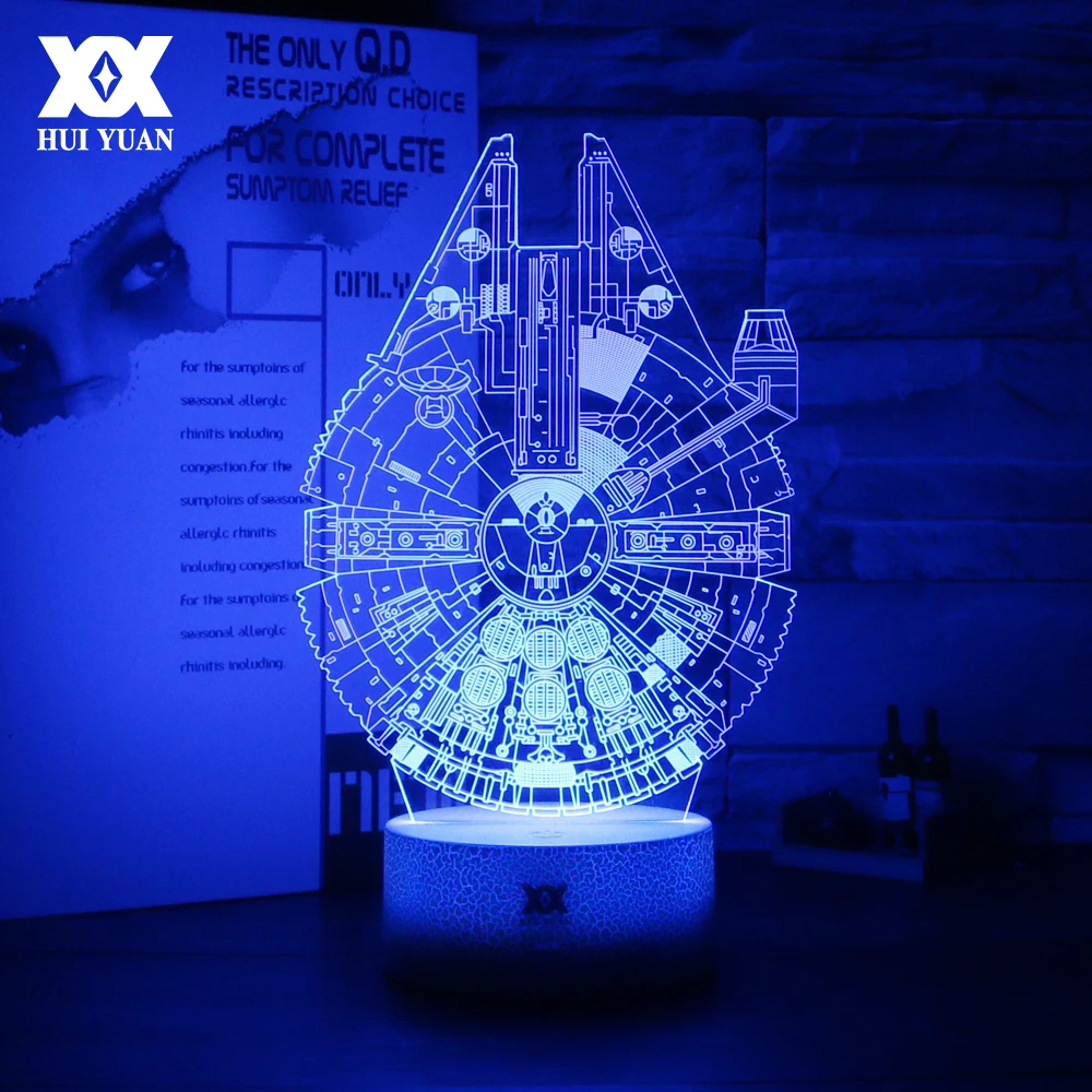 

Star Wars Millennium Falcon 3D Lamp 7 Colors Glowing Base LED Cool Night Lights USB Home Decorative Table Lamp Christmas Gift
