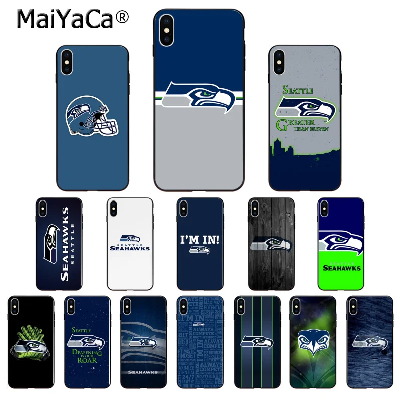 

MaiYaCa Seattle Seahawks TPU Soft Silicone Phone Case Cover for Apple iPhone 8 7 6 6S Plus X XS MAX 5 5S SE XR Cover