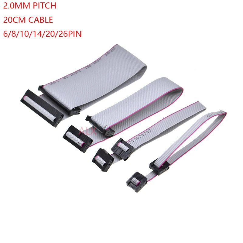 1 шт. 2,0 мм Шаг FC-6/8/10/14/16/20/40/50 PIN 20 см JTAG ISP кабель загрузки серый плоский кабель для передачи данных для DC3 IDC заголовка коробки