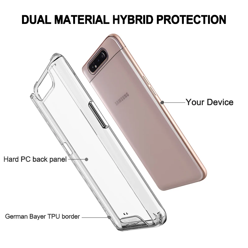 Прозрачный чехол toyko Chiron для samsung Galaxy A80 SM-A805F A90, противоударные аксессуары для телефонов, гибридный защитный чехол из поликарбоната и ТПУ