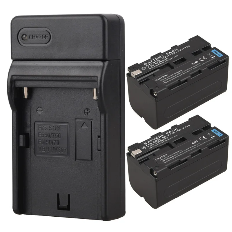 

High Capacity 5200mAh NP-F770 NP-F750 NP F770 np f750 750 Battery for Sony NP-F770 NP-F750 F960 F970 Camera Battery with Charger
