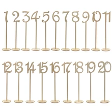 20Pcs Number 1-20 Card Holder Seat Card Number Plate Wooden Table Numbers Holder Base For Wedding Home Party Decorations Signs