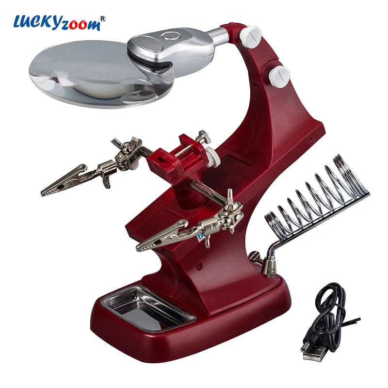 

Luckyzoom Desk Magnifier Lamp Repair Holder For Soldering Clip Magnifying Glass 3X 4.5X Table Magnifier LED Loupe Free Shipping