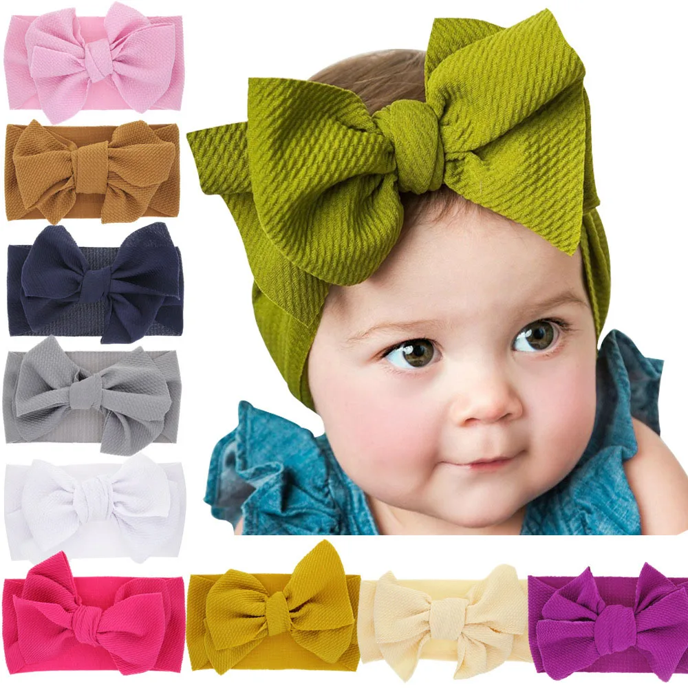 2021 Baby Hairband Wide Soft Elastic Big Bow Headband Turban Baby Girls Kid  Toddler Big Knot Head Wrap Hair Accessories - Headband - AliExpress