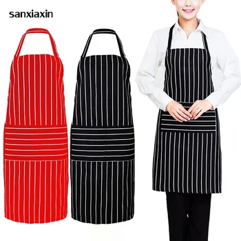 

Wholesale Unisex Restaurant Kitchen Apron Adjustable Half Body Adult Apron Striped Hotel Chef Waiter Short Kitchen Cooking Apron