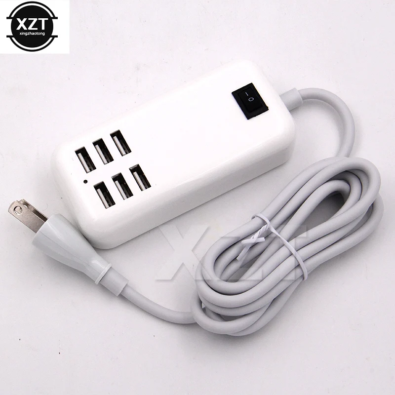 Вилка европейского и американского Зарядное устройство 6 Порты и разъёмы USB Рабочий стол концентратора Зарядное устройство AC зарядное устройство с адаптером удлинитель с выключателем для Мощность банка