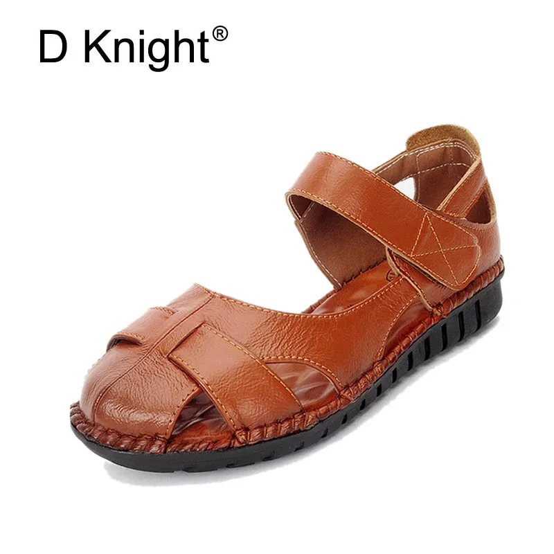 cowhide flat sandals