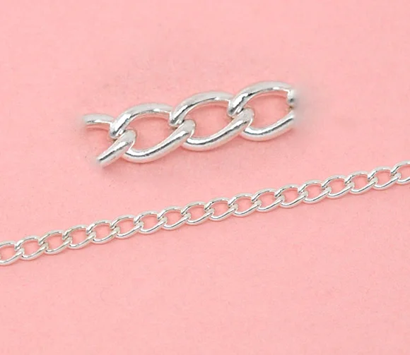 

DoreenBeads Silver Plated Links-Opened Curb Chains Findings 4x3mm, sold per packet of 2M