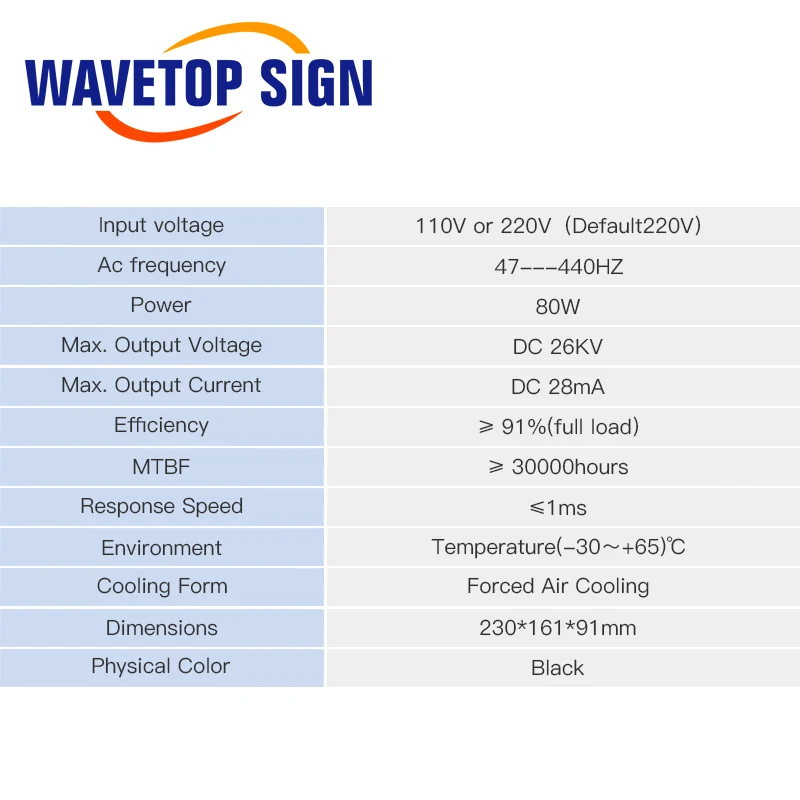 WaveTopSign MYJG 80 Вт СО2 лазерный источник питания для СО2 лазерная гравировка машина для резки MYJG-80W