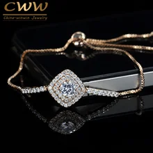 CWWZircons регулируемый размер розовое золото цвет браслет цепочка с кубическим цирконием проложили для женщин девушка мода ювелирные изделия подарок CB186