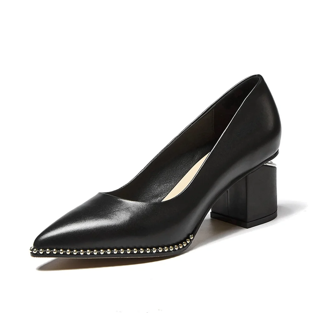 

Fashion 6CM High Heels Shoes Women Pumps Really Leather Woman Shoes Pointed Toe Female Pumps size 33-40