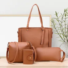 4 шт./компл. из искусственной кожи Сумки Композитный мессенджер для женщин большой емкости сумки на плечо клатч карты дропшиппинг