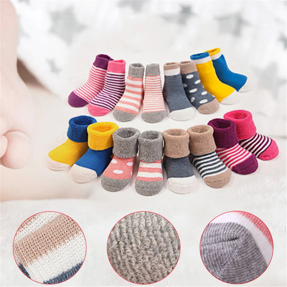 Buy 4 Pairs/set Looped Pile Thickened Baby Socks Knee