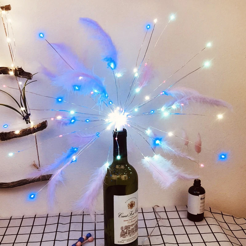 

Romantic Feather USB 8 Function Remote Control Led Light String 100Leds Home Decoration Fireworks Night light Flexible Bend Lamp