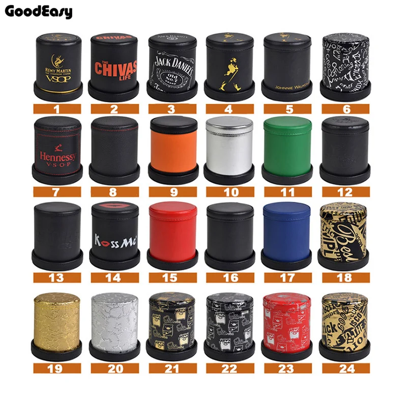 

KTV Bar Gambling Casino Texas Poker Game Printing Leather+Plastic Dice Cup Set with Tray/Cover& 6pcs Digital White/Acrylic Dices