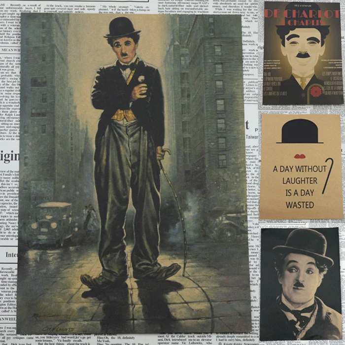 

Chaplin Comedy Movie Poster Retro nostalgia B gather Home Furnishing decoration Kraft Movie Poster Drawing core 30*21cm