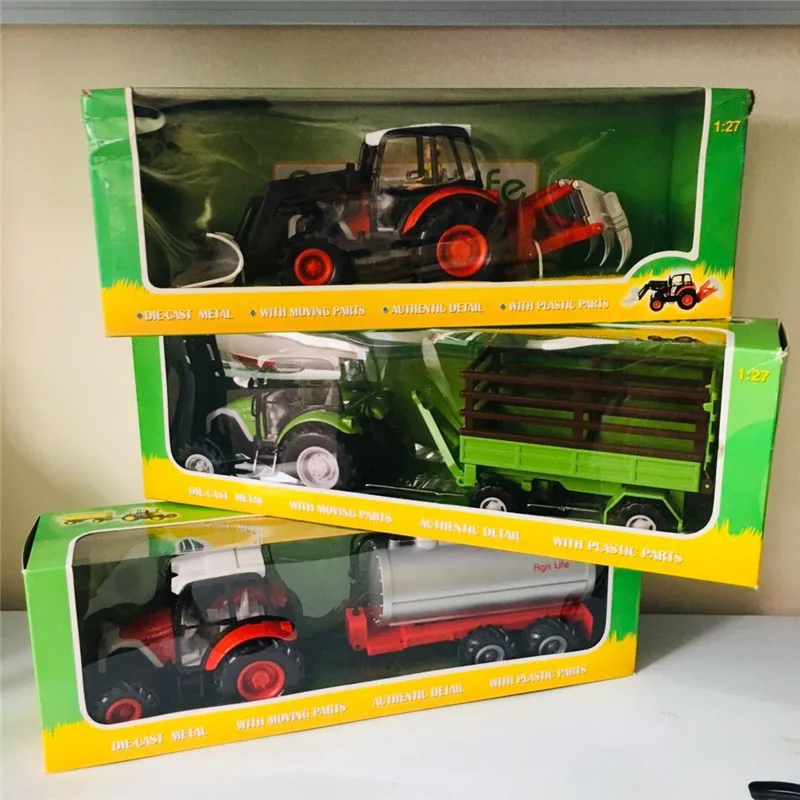 

Alloy car farm tractor water truck Fence transport car model tillage machine children's toys W78