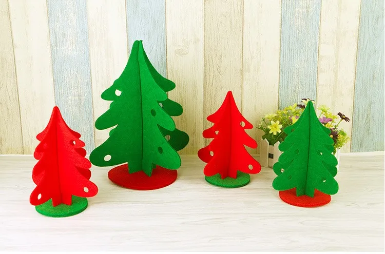 6 шт./лот) сборка красного и зеленого нетканого 3D Рождественская елка Рождественские украшения для отеля и рынка 2 размера