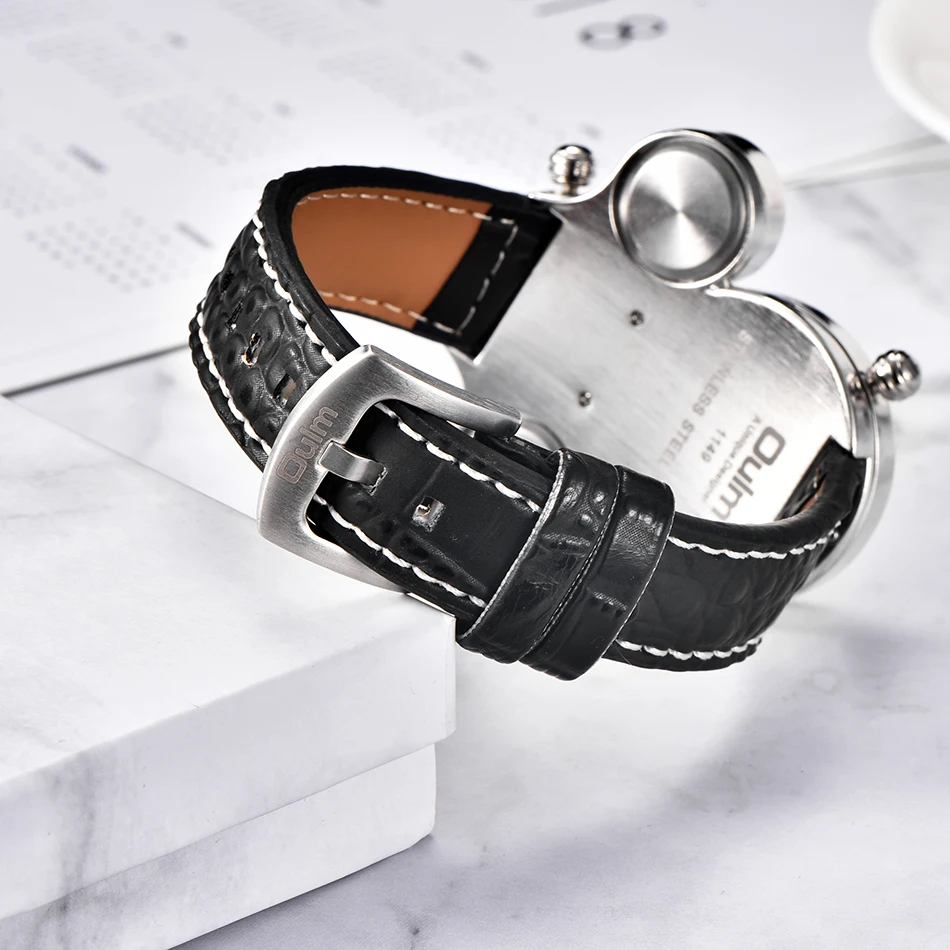 Oulm HP1149 дропшиппинг уникальные часы мужские повседневные наручные часы из искусственной кожи с двойным часовым поясом мужские антикварные уличные спортивные часы