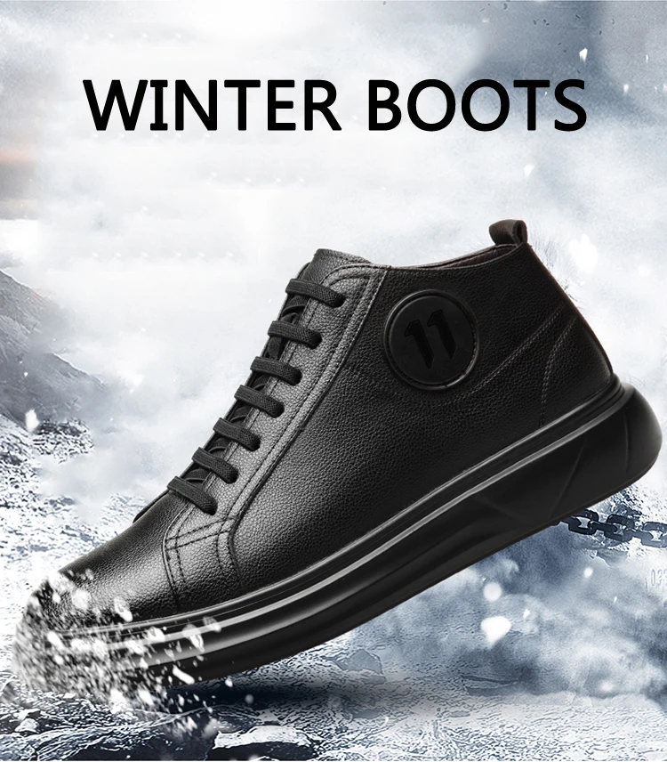 JUNJARM; коллекция года; модные мужские Ботильоны; зимние мужские ботинки с высоким берцем; теплые ботинки на плоской подошве; черные мужские зимние ботинки