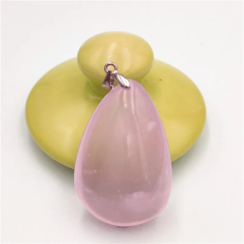 

Natural Mozambique Rose Quartz Necklace Pendant Women Men Anniversary Party New Gift 42x28x18mm Water Drop Stone Crystal Pendant