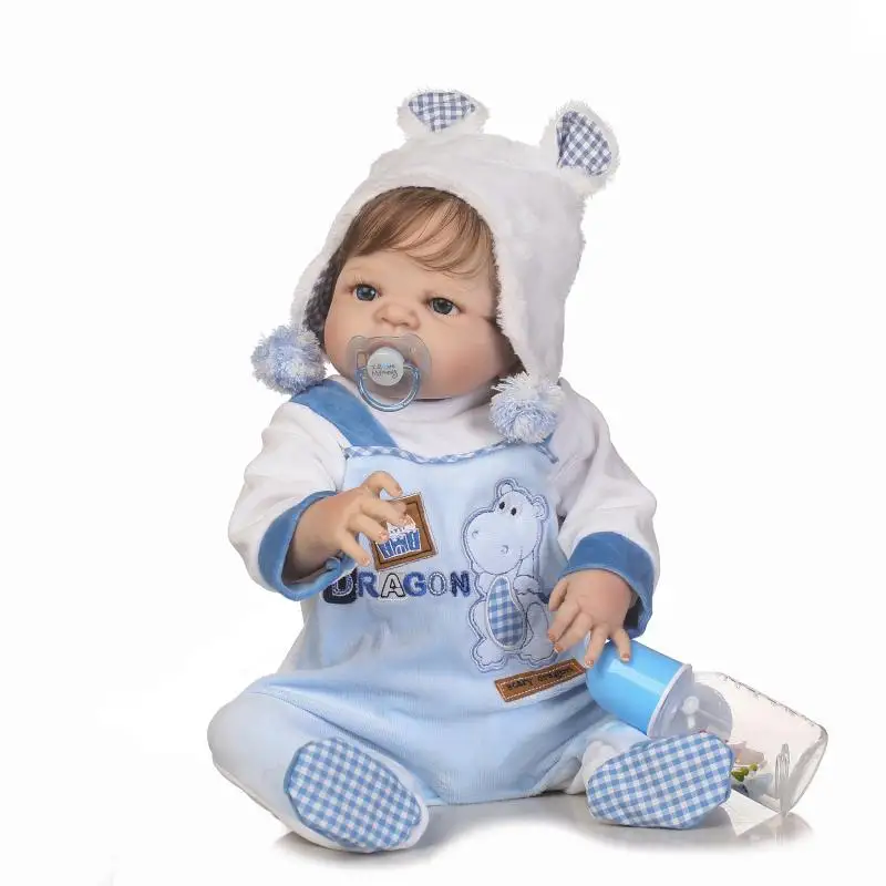 

NPK 2017 New 23 Inch Reborn Vinyl Dolls Realistic Baby Doll Boy Full Silicone Lifelike Reborn Baby Toys For Kids Birthday Gifts