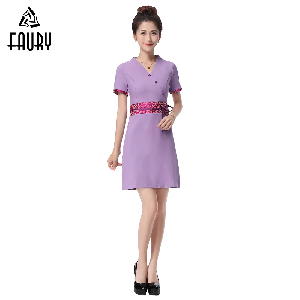 

High Quality Medical Uniforms Lab Dress Women Short Sleeved Hotel Waitress Uniforms Beauty Salon SPA Fashion Workwear Clothing