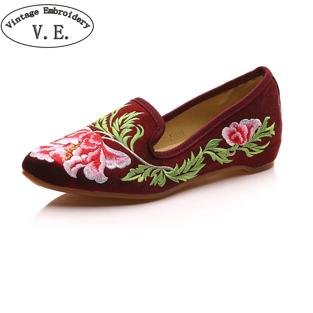 embroidered pointed flats