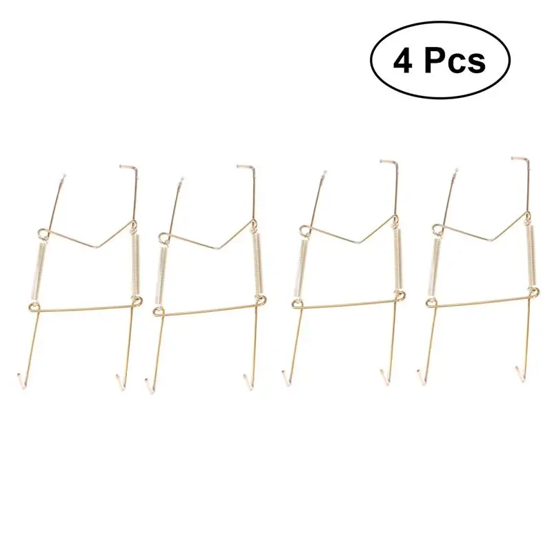 4pcs Spring Wall Plate Hangers Extendable Metal Dish Hanger Plate