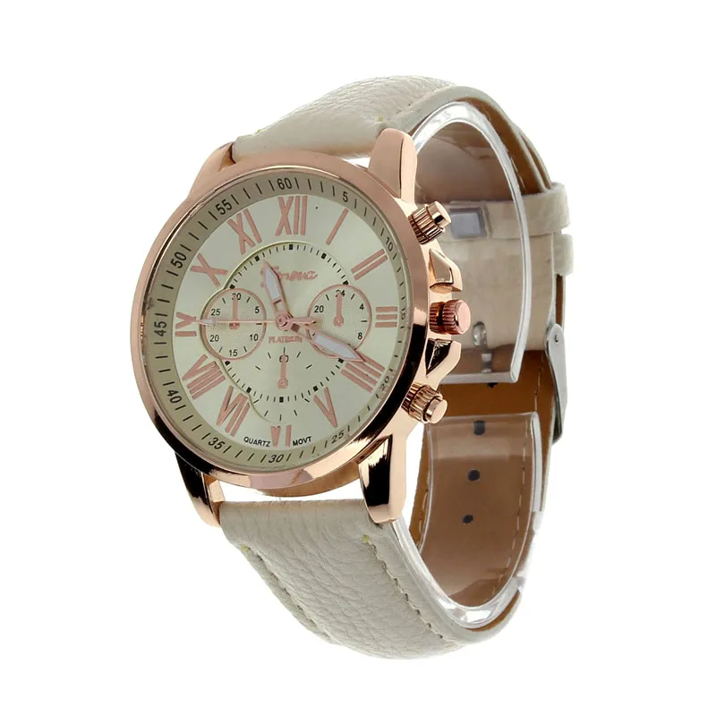 

Fashion 2018 Women's Geneva Roman Numerals Faux Leather Analog Quartz watches woman clock Women Bracelet Watches luxury #15