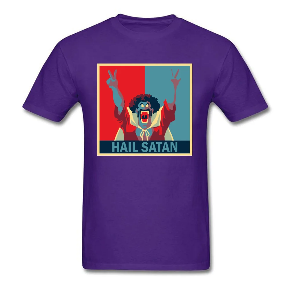 Hail Satan Tshirts Funny Short Sleeve 2018 Discount Round Collar 100% Cotton Tops Tees Summer Sweatshirts for Men Lovers Day Hail Satan purple
