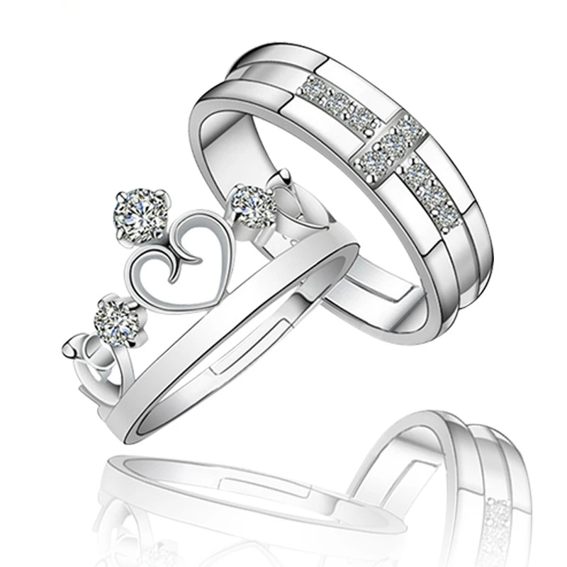Queen King серебряный цвет Пара Кольца для мужчин и женщин подарок Lover' кольцо День святого Валентина