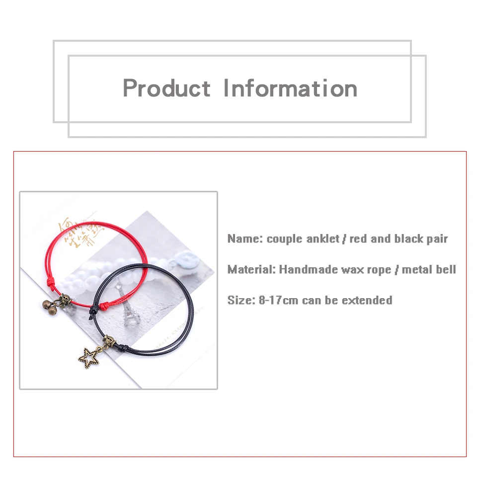 2019 New Handmade Red Rope Bells Stars Sound Anklet Accessories Ladies And Sisters Girlfriends Couple Simple Personality Feet (2)