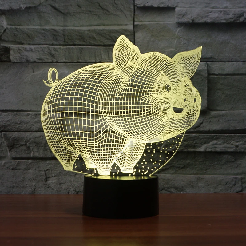 3D Cute Pig Visual LED Night Light Color Changing Gradient Atmosphere