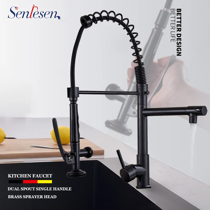 Senlesen Kitchen Faucet Brass Pull Out Sprayer Mixer Tap Single Handle